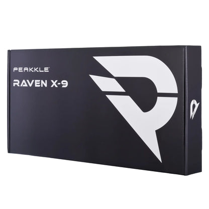 Image of the box which contains one of the best pickleball paddle for 3.0, 3.5 and 4.0 players with a white background. The box has a gray gradient tone in which appears the logo and the name of the brand.